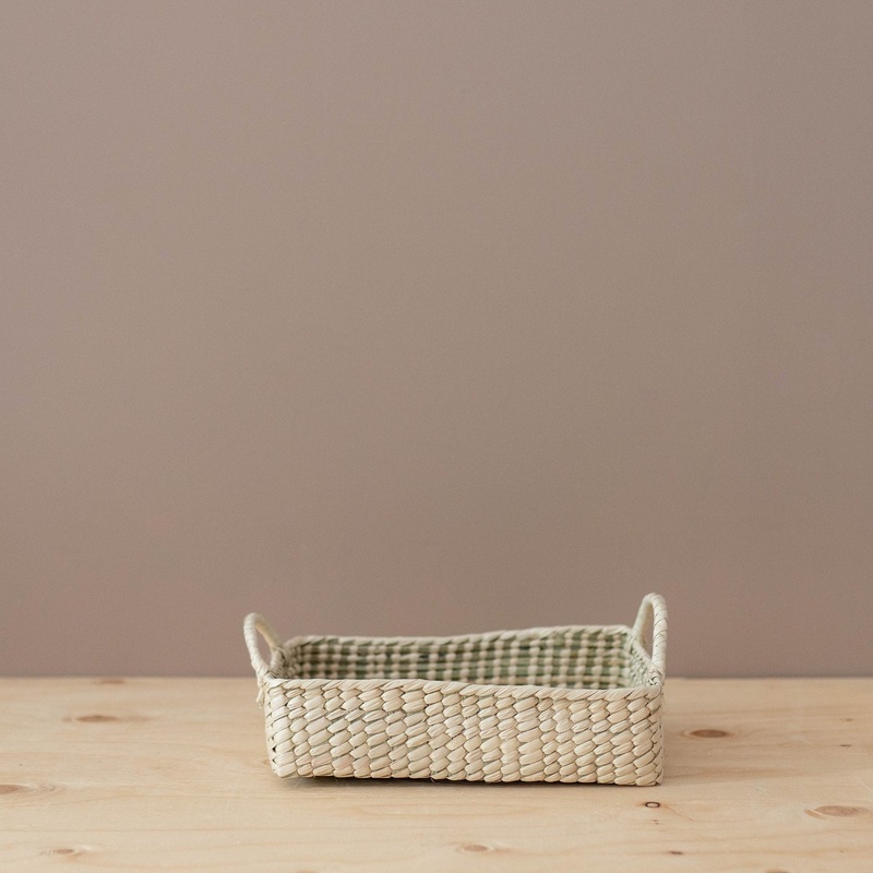 Handwoven Basket Tray with Handles