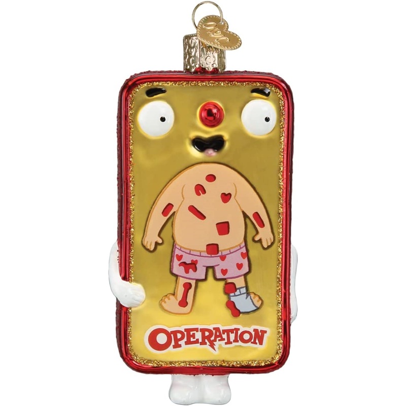 Old World Christmas Glass Blown Operation Game Ornament, 4.25″