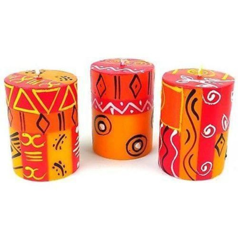 Set of Three Boxed Hand-Painted Candles – Zahabu Design – Nobunto
