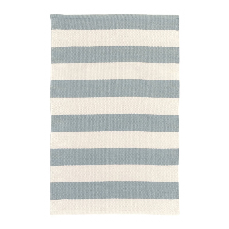 Catamaran Stripe Handwoven Indoor/Outdoor Rug | Light Blue/Ivory