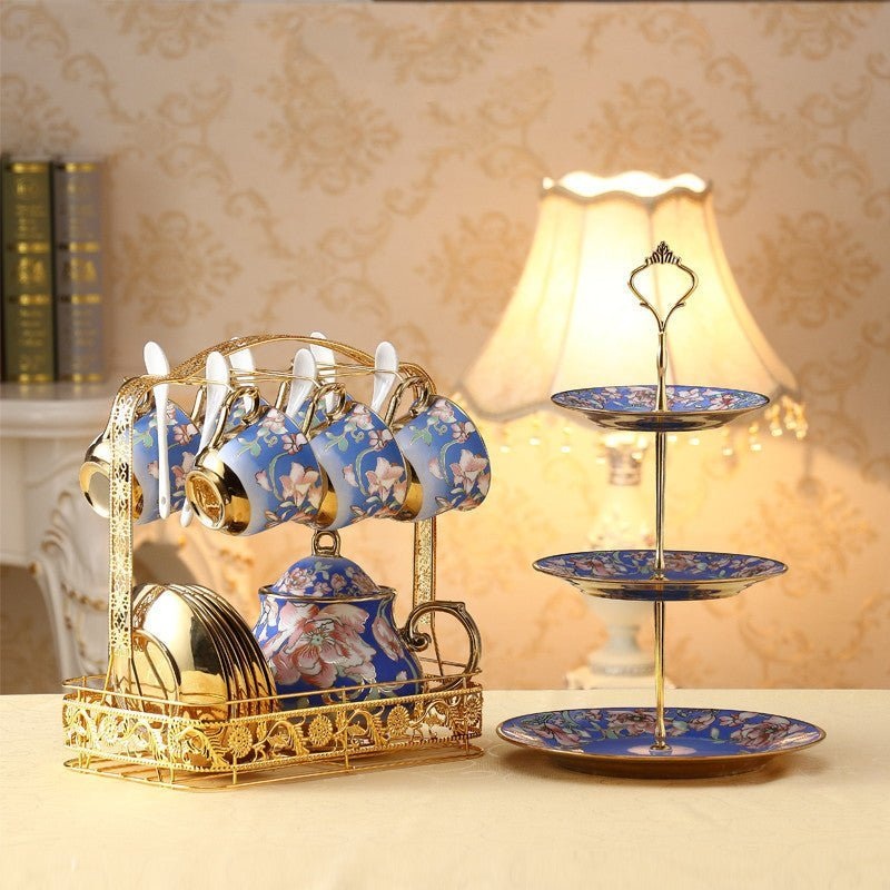 Ceramic Tea Set with Teapot, Cups & Saucer