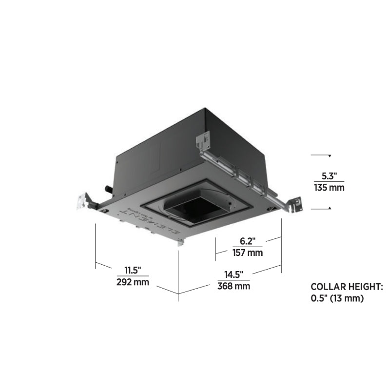 Element E4PR Pro 4″ 8W LED Round Adjustable Downlight Non IC New Construction Housing