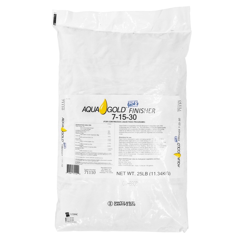 Jack’s Aquagold Finisher 7-15-30 Hydroponic Fertilizer Powder for Liquid Feed Systems, 25 Pound Bag