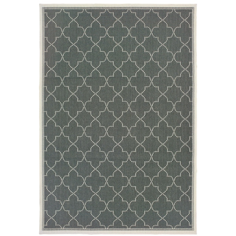 Marina Grey Ivory Moroccan Geometric Indoor/Outdoor Rug