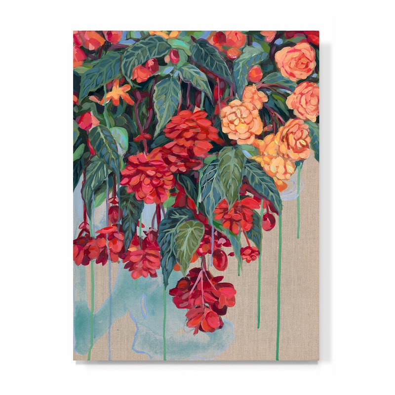 “Begonias on Linen”