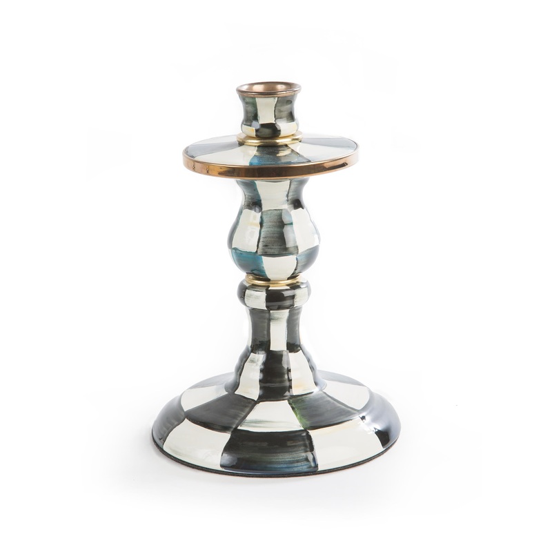 Courtly Check Enamel Candlestick – Small