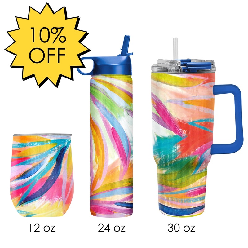 EttaVee “Loose Palms” Insulated Drinkware Set of 3, 1 per size