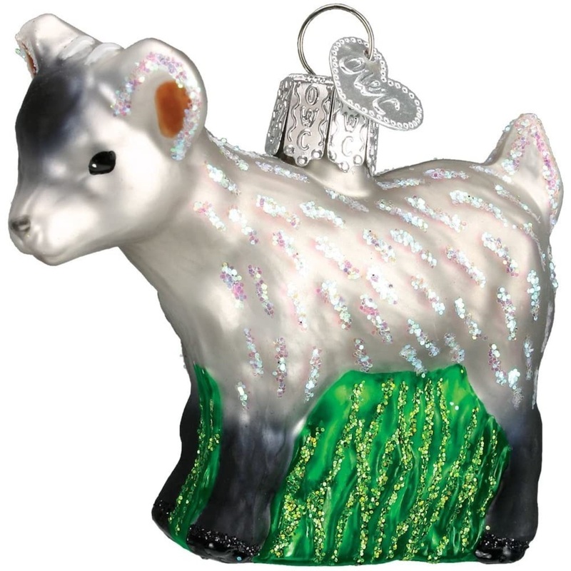 Old World Christmas Glass Blown Pygmy Goat Hanging Ornament