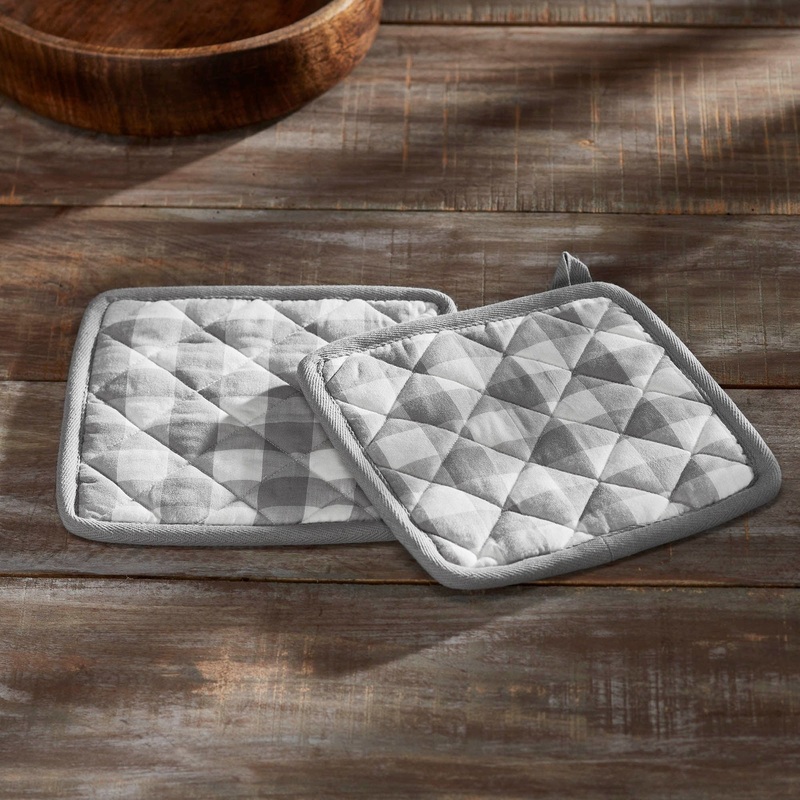 Annie Buffalo Check Grey Pot Holder Set of 2 8×8