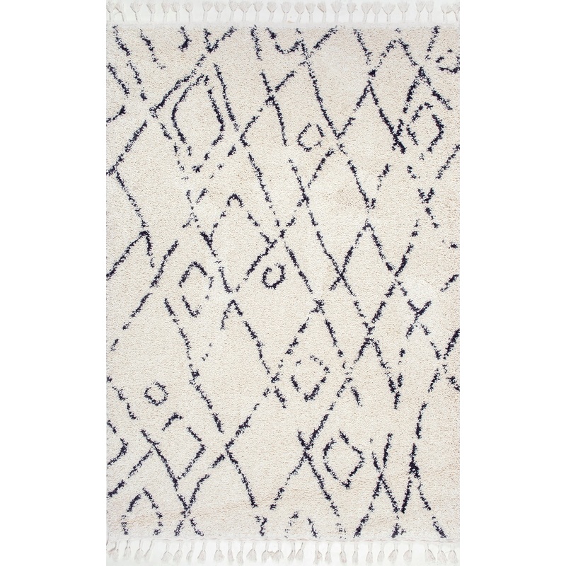 Moroccan Diamond Tassel Rug | Off White