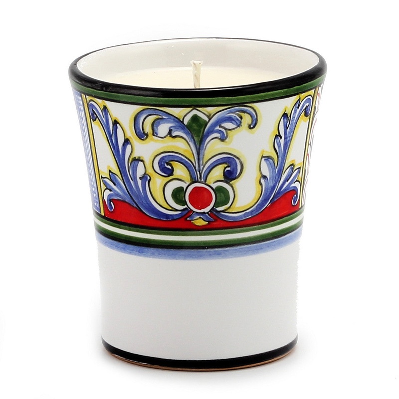 DERUTA CANDLES: Contempo Cup Candle ~ Deruta Yasmine Design