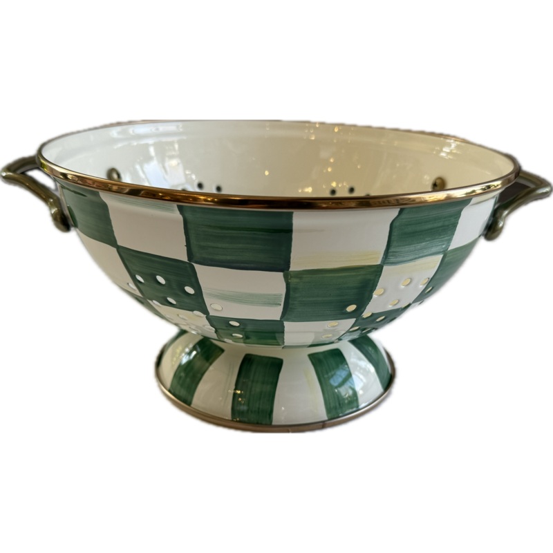 Emerald Check Enamel Colander – Large