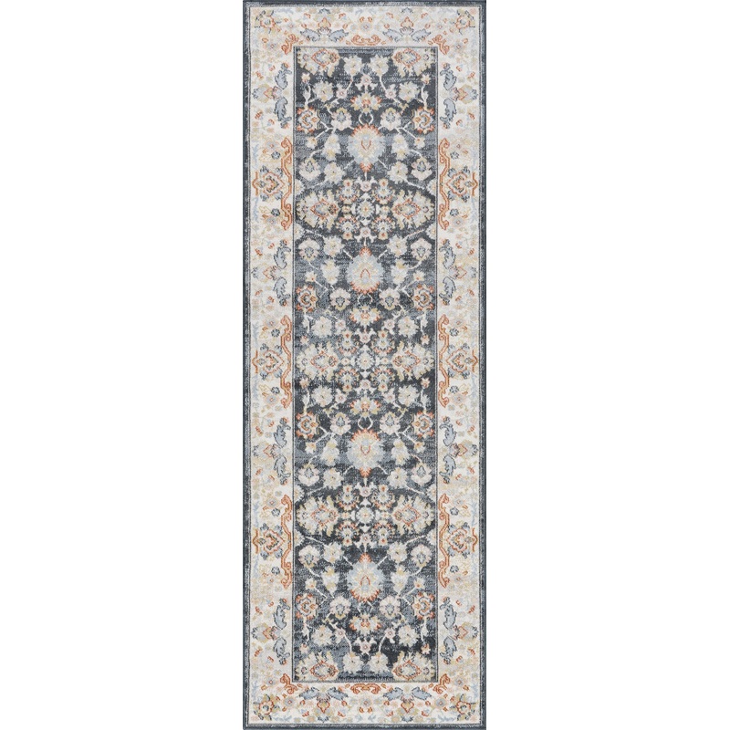 Myla Floral Medallion Washable Rug | Blue