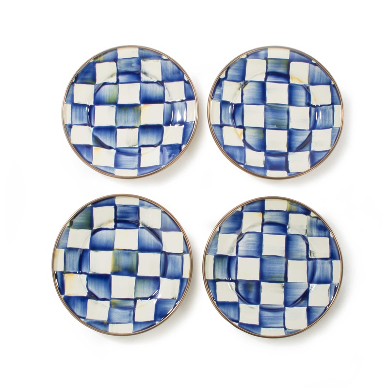 Royal Check Enamel Canape Plates – Set of 4