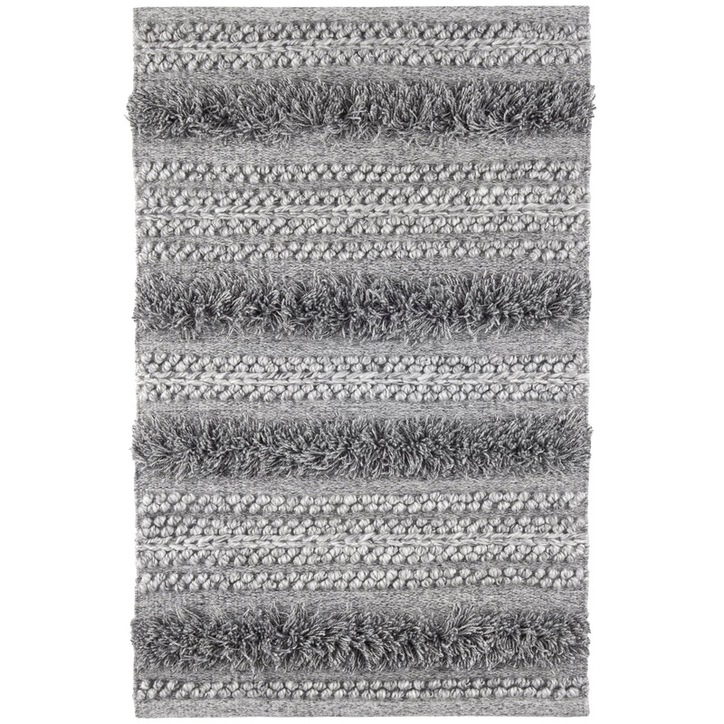 Zhara Stripe Handwoven Performance Rug | Grey