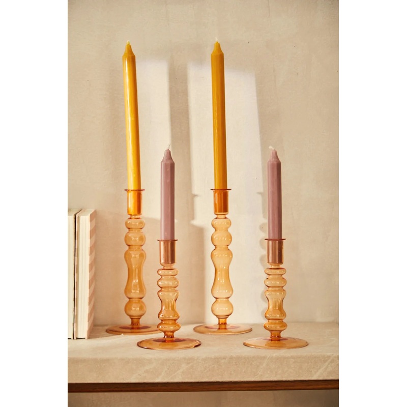 Candelabro de vidrio mostaza Beira