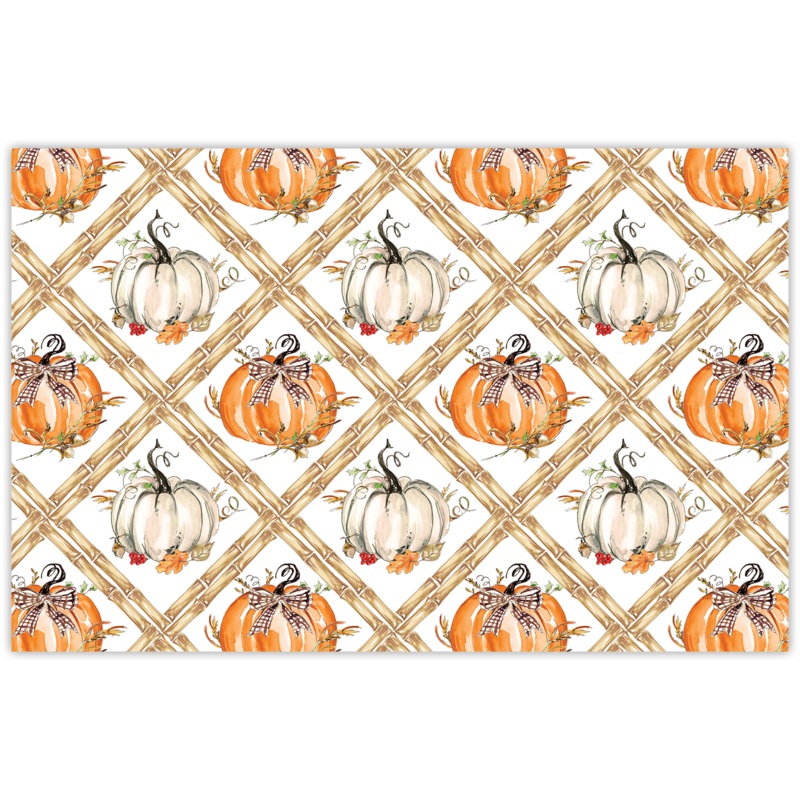 Fall Pumpkins in Trellis Paper Placemats