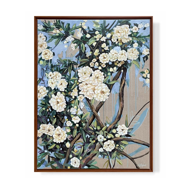 “Lady Banks Rose on Linen”