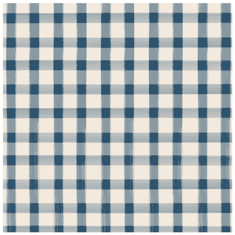 Navy Painted Check Cocktail Napkin