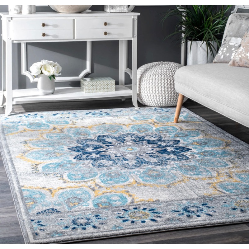 Vintage Floral Kiyoko Area Rug 5′ x 7′ 2″ Blue