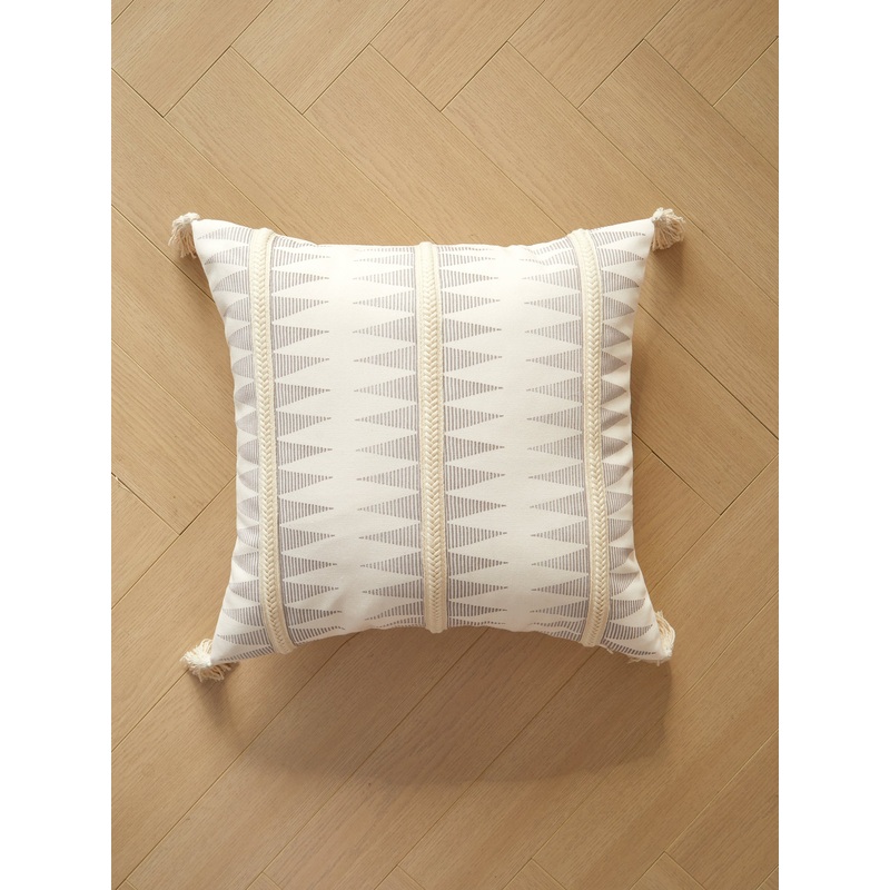 Grey and Ivory Square Pillow