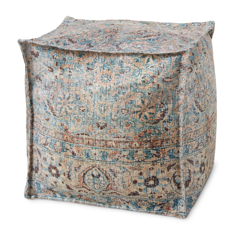 Loloi Pouf | Gold / Blue Multi