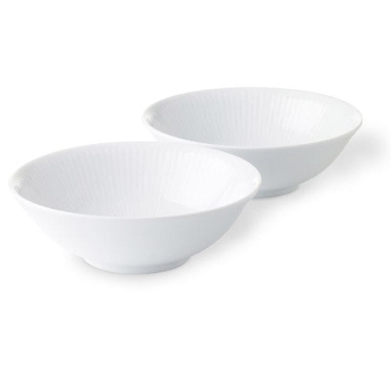 White Fluted Plain Cereal Bowl, Set of 2