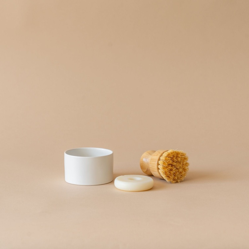 Coconut Oil Soap & Bamboo Brush Set