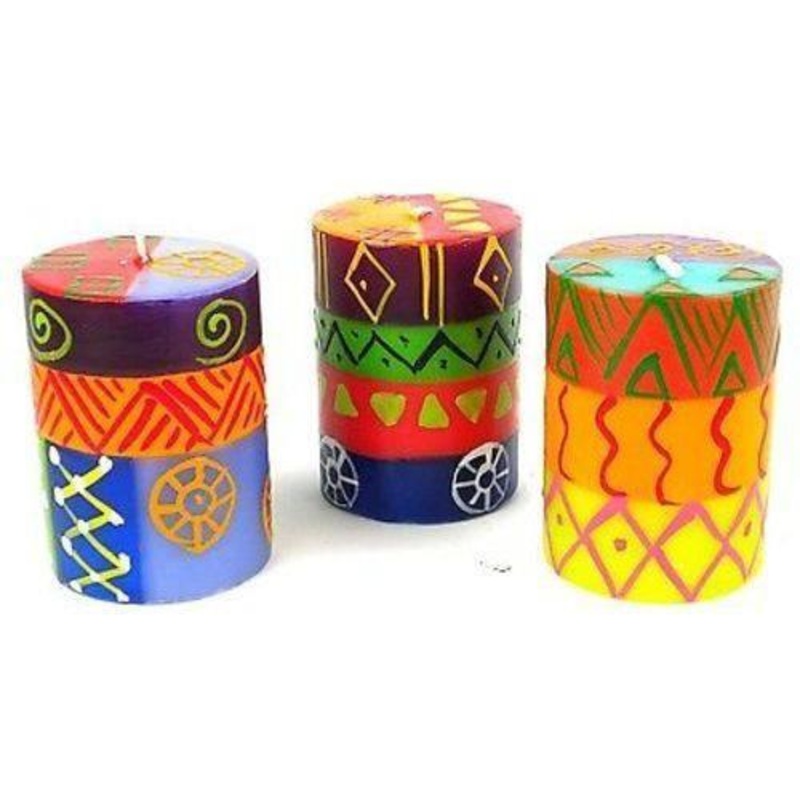 Set of Three Boxed Hand-Painted Candles – Shahida Design – Nobunto