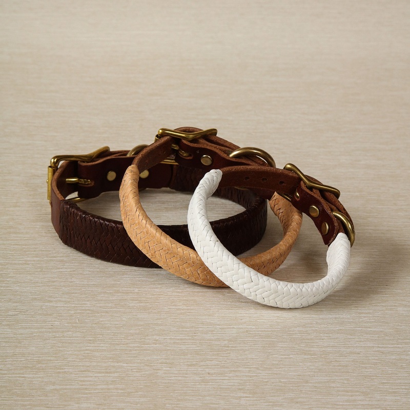 Medium Braided Leather Dog Collar