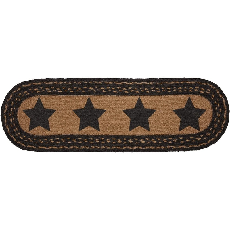 Farmhouse Jute Stair Tread Stencil Stars Oval Latex 8.5×27