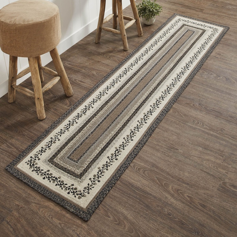 Floral Vine Jute Rug/Runner Rect w/ Pad 24×96
