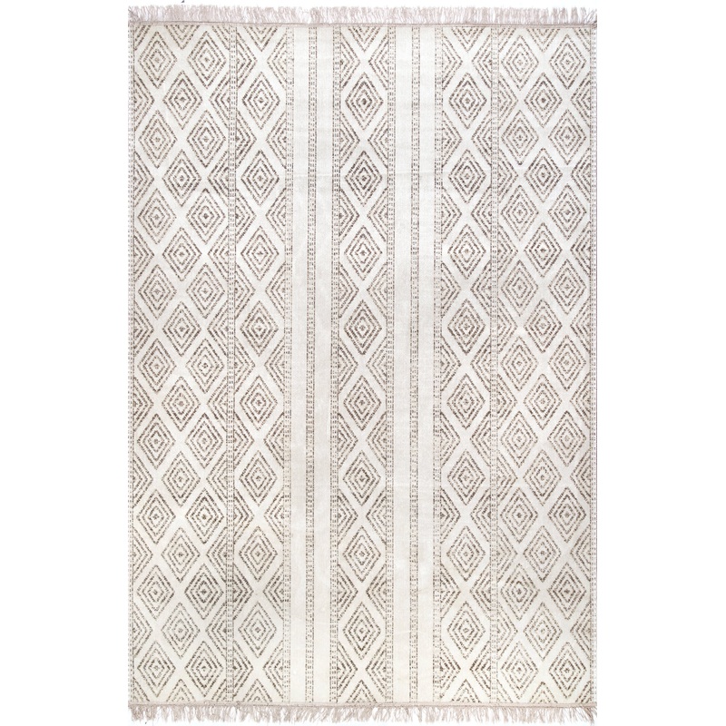 Indoor/Outdoor Striped With Tassels Rug | Beige