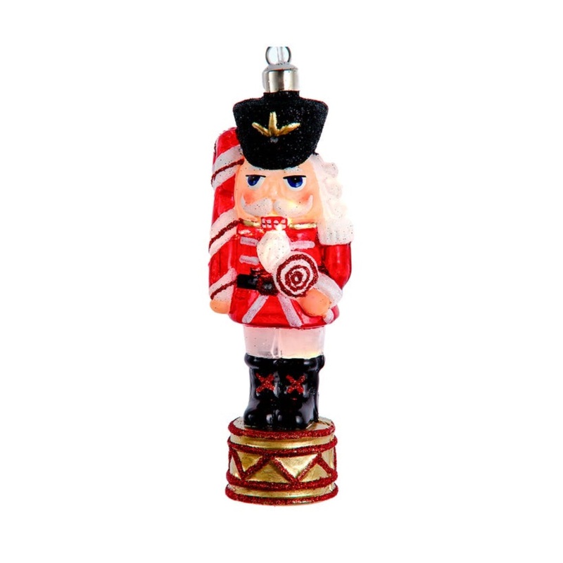 Kurt Adler Pre-lit Hanging Glass Ornament, Warm White LED’s, Nutcracker