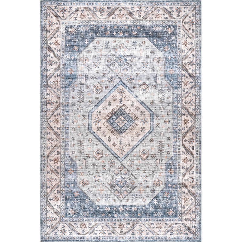 Natasha Medallion Washable Rug | Blue