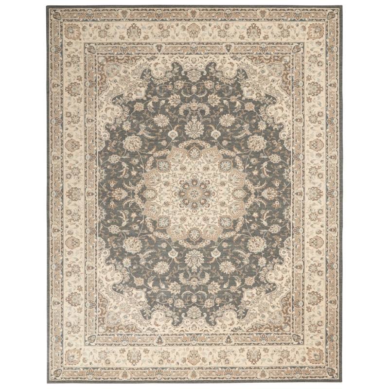 Nourison Living Treasures 7’6″ x 9’6″ Grey/Ivory Traditional Indoor Rug