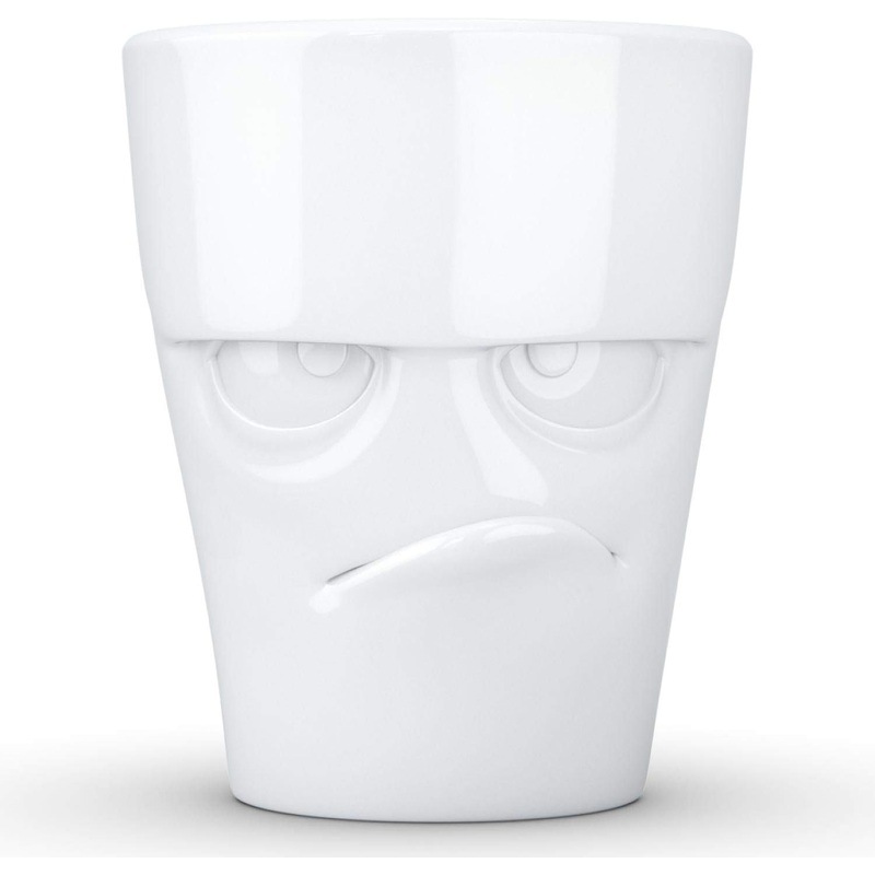 Porcelain Mug with Handle, Grumpy Face