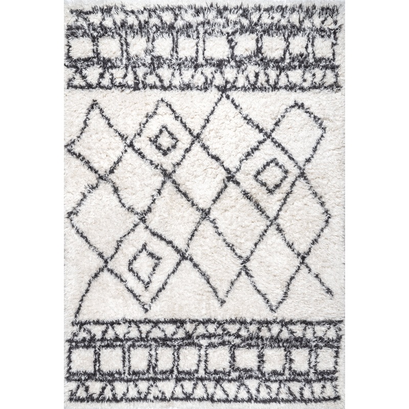 Riffian Lattice Shag Rug | Beige