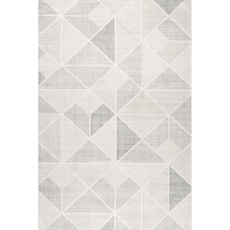 Stassi Washable Shaded Tiles Rug | Light Grey