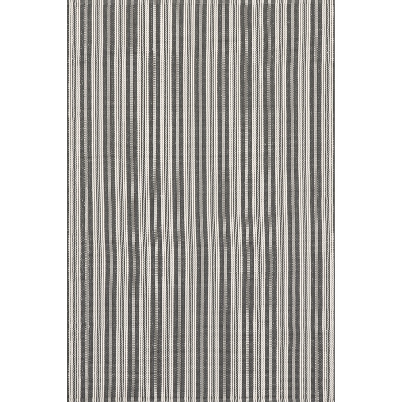 Ticking Stripe Handwoven Indoor/Outdoor Rug | Grey