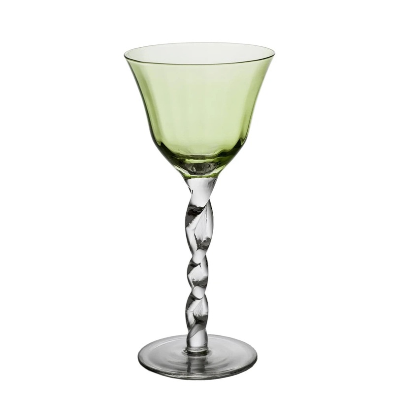 ABIGAILS – ADRIANA Wine Glass Twisted Stem – GREEN