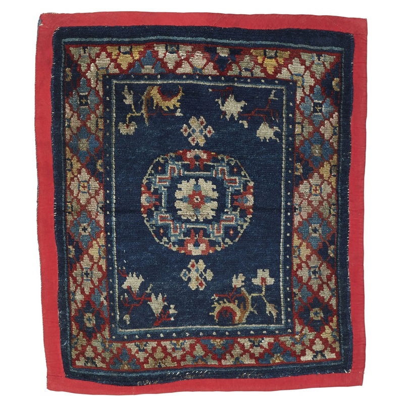 ANTIQUE TIBETAN SITTING RUG 2′ 1″ x 2′ 5″ 19th C