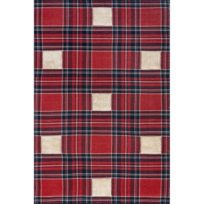Keira Checkered Plaid Rug | Red