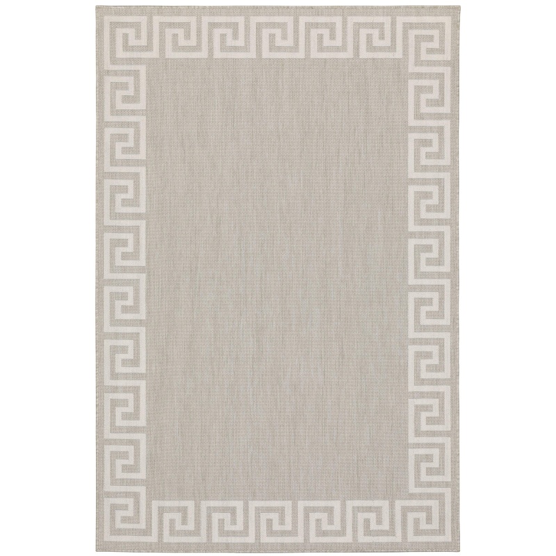 Portofino Grey Ivory Casual Border Indoor/Outdoor Rug