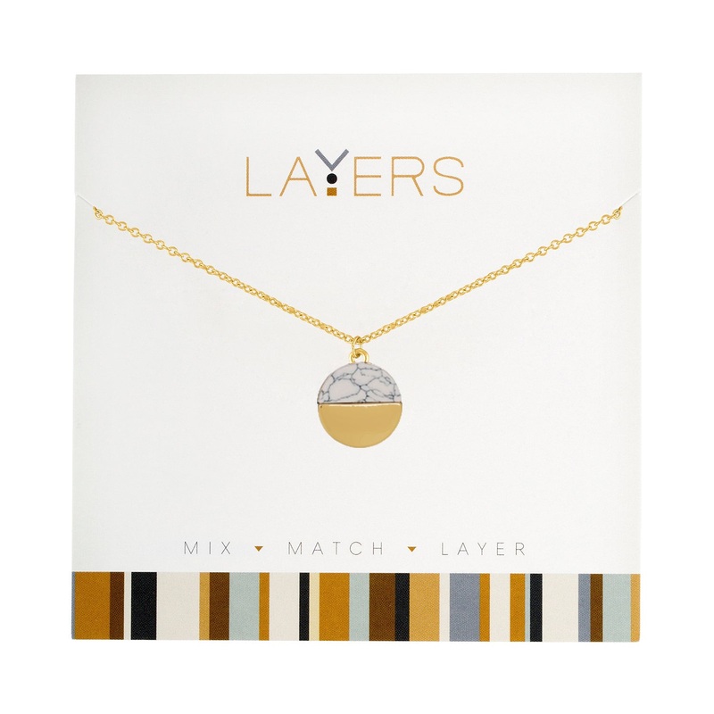 Gold Circle Granite Necklace