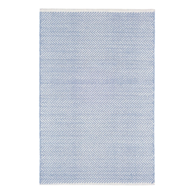 Herringbone Handwoven Cotton Rug | Swedish Blue