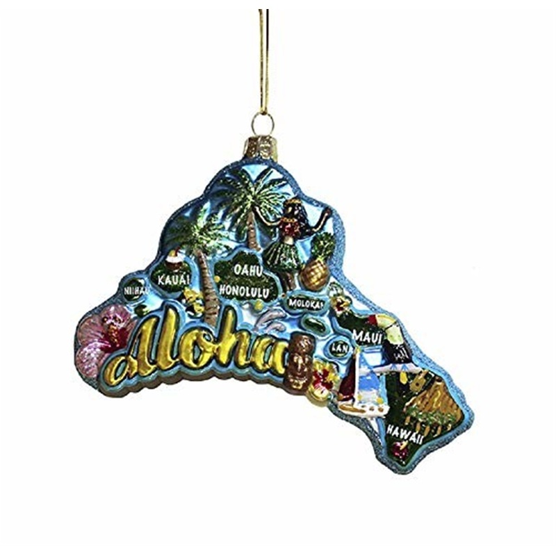 Kurt S. Adler #C7742 Hawaii Cityscape Glass Ornament, 5 Inch