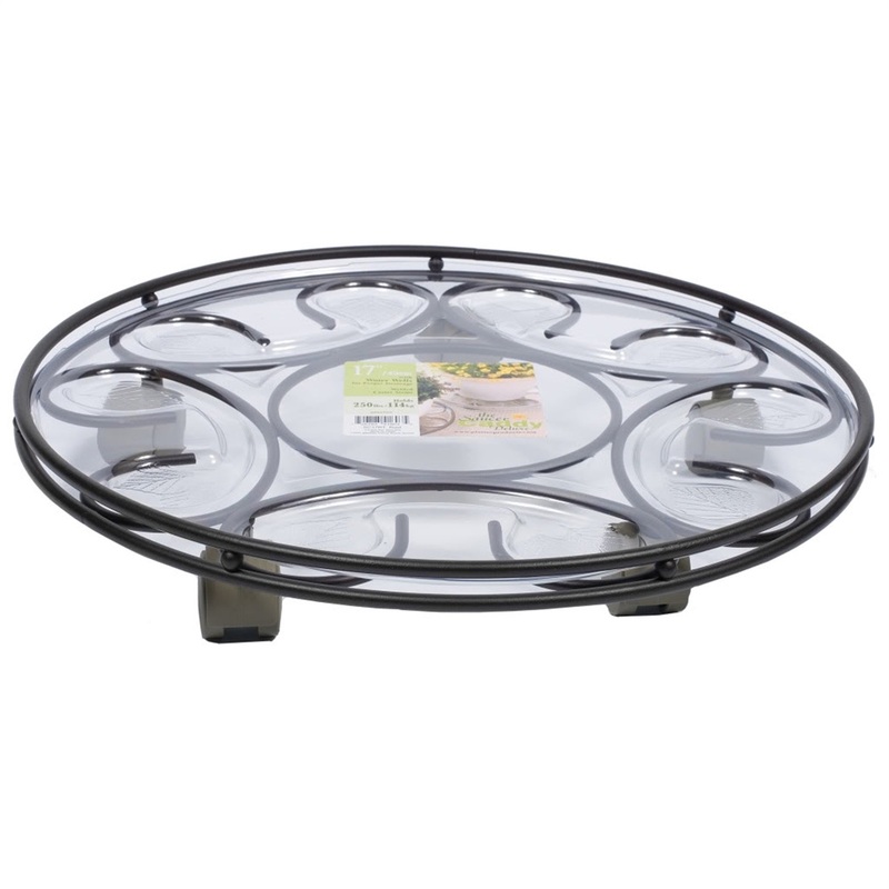 Plastec Deep Dish Saucer Caddy Delux with Casters, Black, 17″