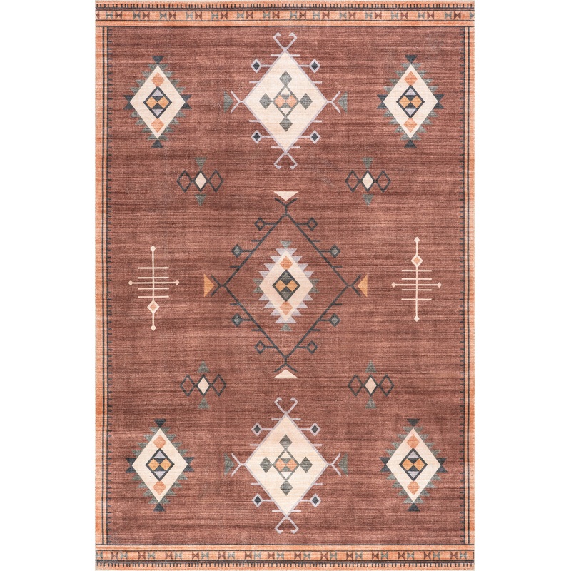 Poppy Persian Spill Proof Washable Rug | Brick