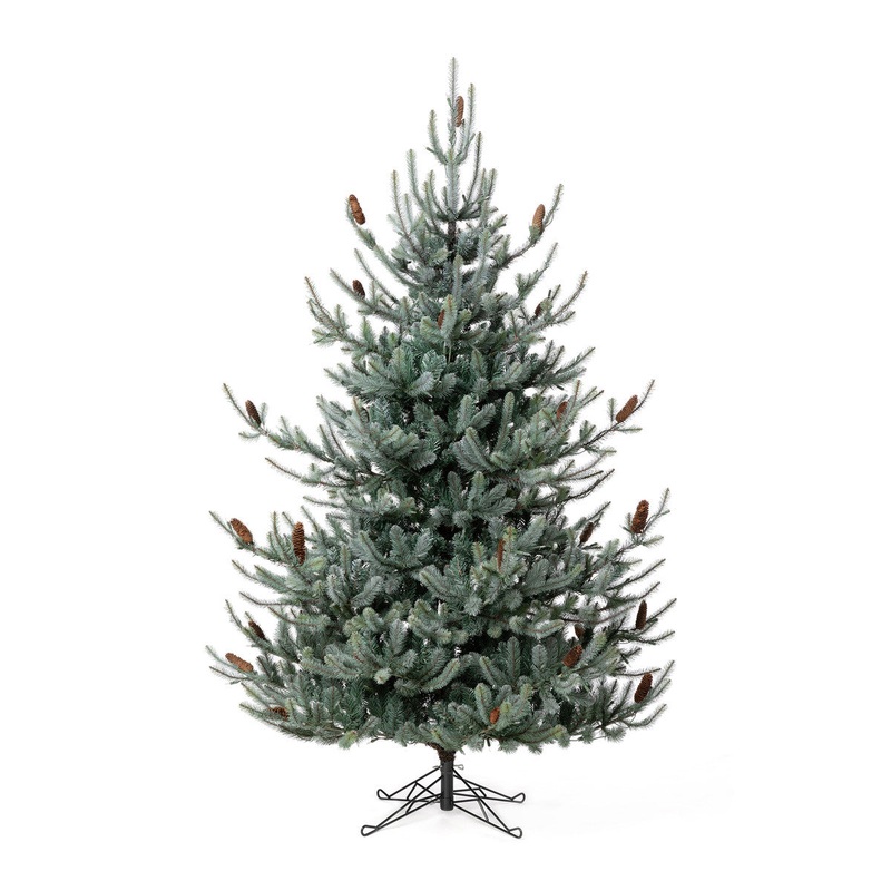 7.5′ Blue Spruce Christmas Tree, Clear and Multi Lights